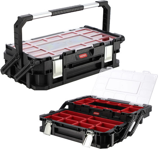 Keter Connect Cantilever Hand Tool Case Plastic 2 Levels with Tobacco Case Dimensions: W56.5xD31.7xH25cm
