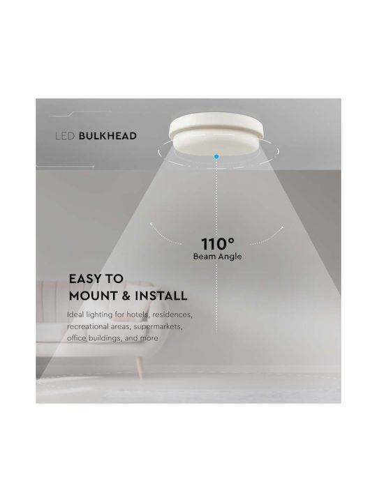 V-TAC Deckenleuchte für den Außenbereich mit integriertem LED in Weiß Farbe 10197