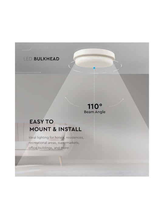 V-TAC Plafonieră de Exterior cu LED Integrat în Culoare Alb 10199