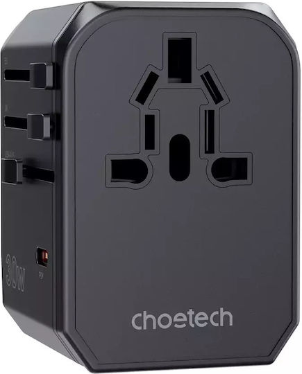 Choetech Universal Socket Adapter from Universal to Universal with 2 USB Outlets