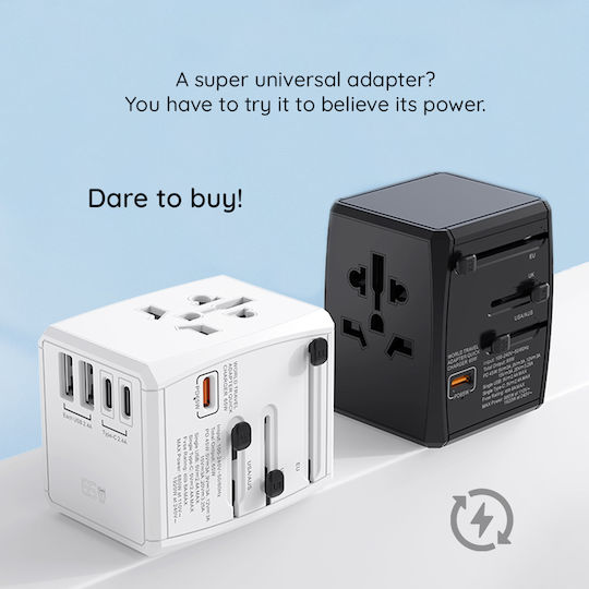 Techsuit Αντάπτορας Πρίζας από Universal σε Universal με 5 Θύρες USB