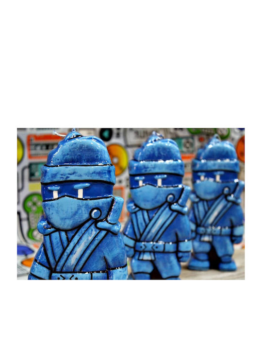 Osterkerze Stempel Ninja 3D Hellblau 21,5 x 10,5 cm