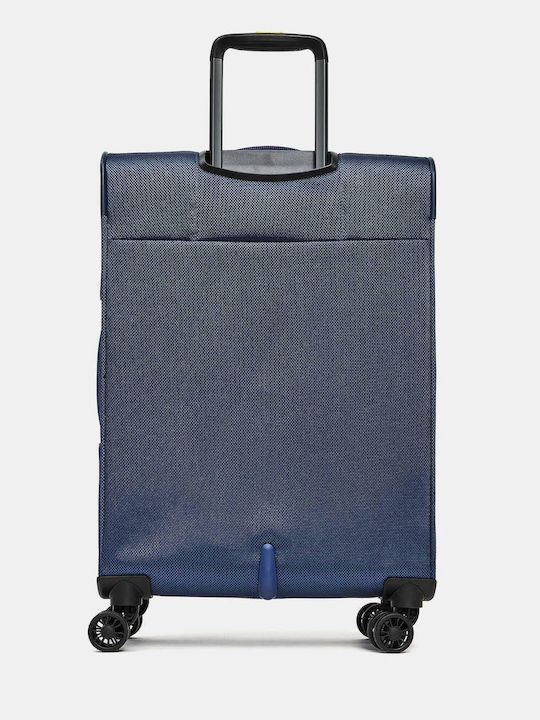 Mandarina Duck Zephyr Valiză De Călătorie Medie Din Material Textil Albastră Cu 4 Roți Înălțime 67 Cm