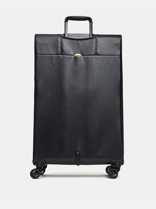 Mandarina Duck Eco Coated Large Fabric Suitcase Black with 4 Wheels Height 78cm