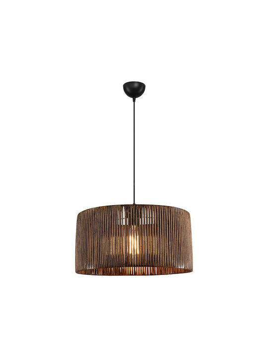 Pakketo Lambu Pendant Light Brown Boho with Rope for Socket E27 40x40x20cm