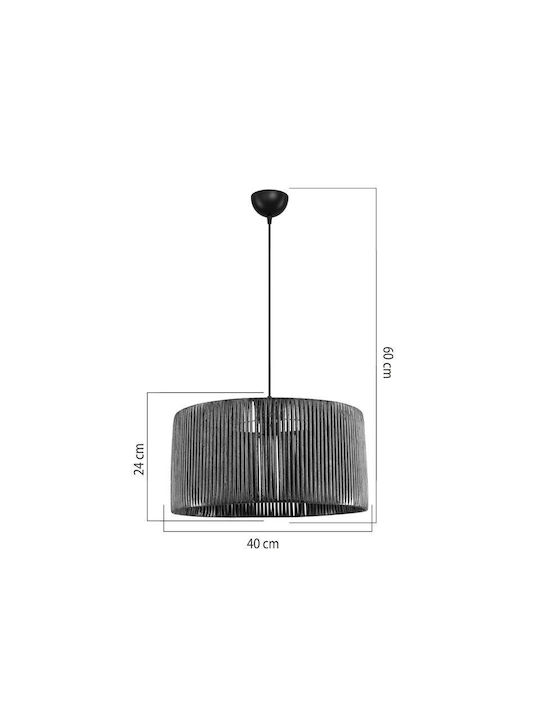 Pakketo Lambu Pendant Light Brown Boho with Rope for Socket E27 40x40x20cm