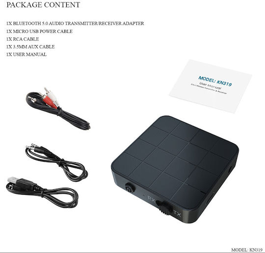 Bluetooth Adaptor Kn 321 Transmitter Receiver 200mah Battery Bt5.0