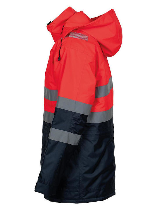STOP Work Jacket Reflective Cold with Hood Red