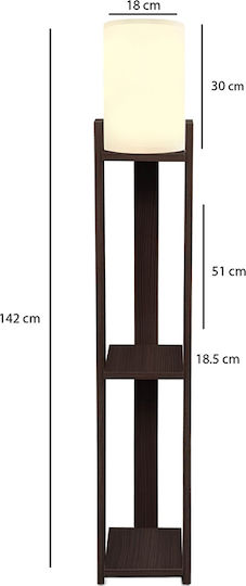 Megapap Verma I Floor Lamp H142xW18.5cm. with Socket for Bulb E27 Brown