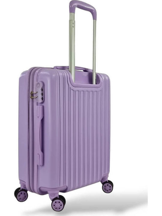 Playful Bags Cabin Travel Suitcase Hard Purple with 4 Wheels Height 55cm