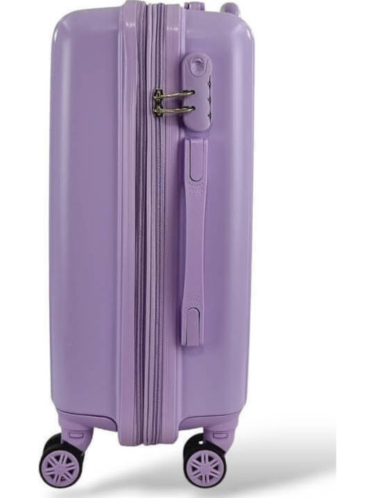 Playful Bags Cabin Travel Suitcase Hard Purple with 4 Wheels Height 55cm