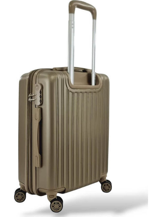 Playful Bags Cabin Travel Suitcase Hard Gold with 4 Wheels Height 55cm
