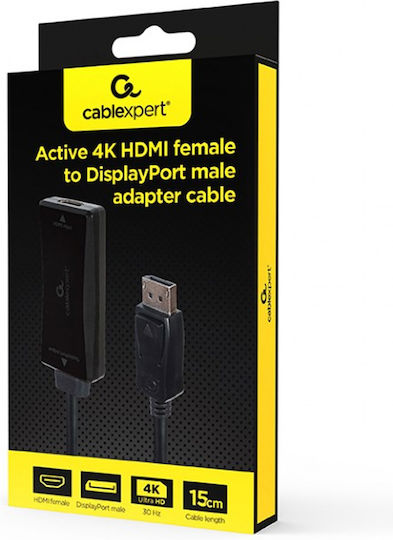 Gembird Конвертор HDMI женски към DisplayPort мъжки Черен 1бр A-HDMIF30-DPM-01
