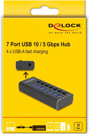 DeLock Hub 7 Θυρών USB 2.0 με σύνδεση USB-A