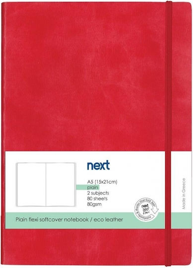 Next Notizbuch 80 Blätter A5 mit leeren Seiten und Gummiband Rot