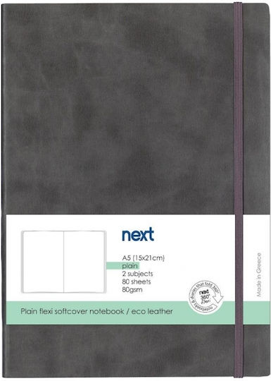 Next Carnet Spiral 80 Foi cu Pagini Albe și Elastic Gri