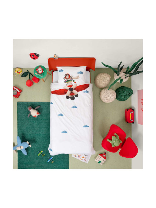 Snurk Set Kids Duvet Cover Single with Pillowcase White 160x220cm