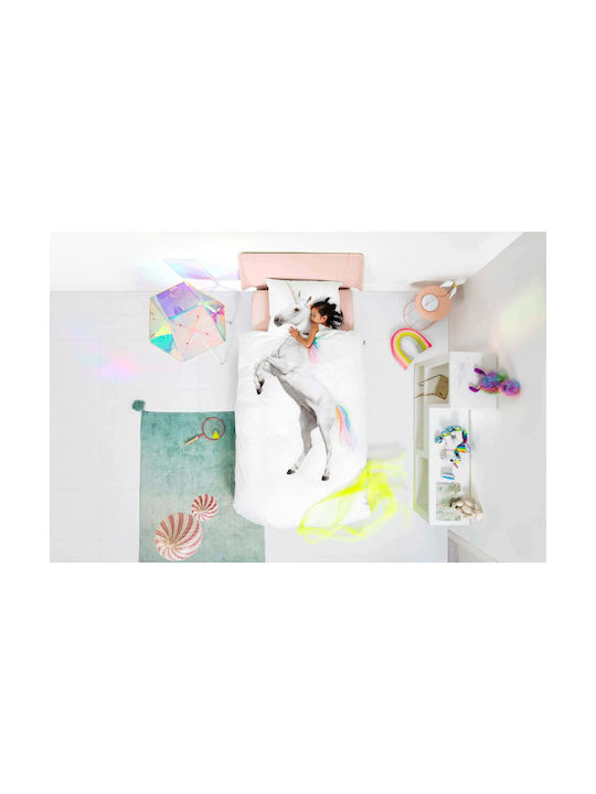 Snurk Set Kids Duvet Cover Single with Pillowcase White 160x220cm