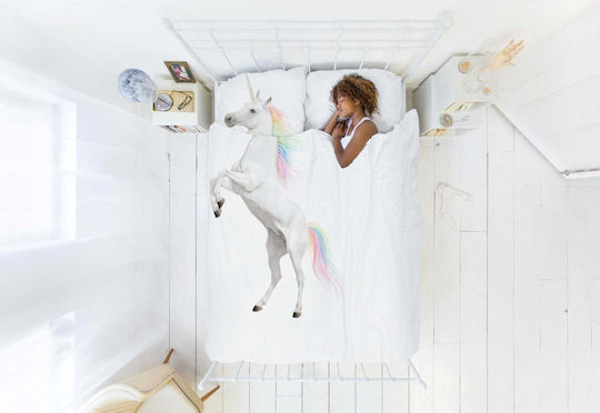 Snurk Set Kids Duvet Cover Single with Pillowcase White 160x220cm