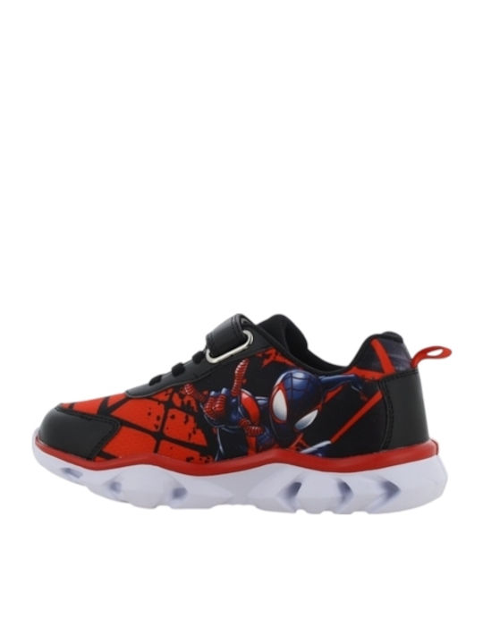 Spiderman Παιδικά Sneakers με Σκρατς & Φωτάκια Μαύρα
