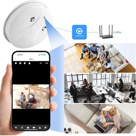 Шпионска камера димен детектор Iuni D101 16 Gb Wi-fi изглед 4k детекция на движение