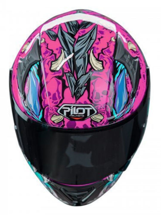 Pilot Snake SV Reptile-X Pink Gloss Motorcycle Helmet Full Face ECE 22.06 1550gr with Sunvisor
