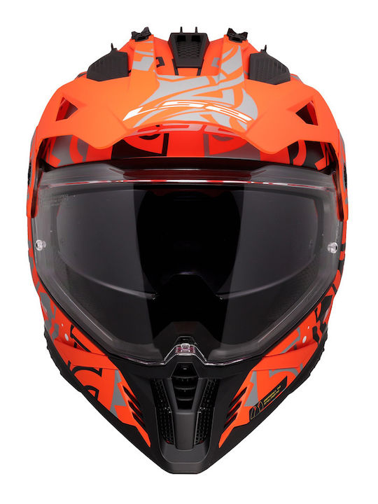 LS2 Pioneer II MX702 Rangi Adventure Matt Orange Black Motorcycle Helmet On-Off ECE 22.06 1600gr with Sunvisor