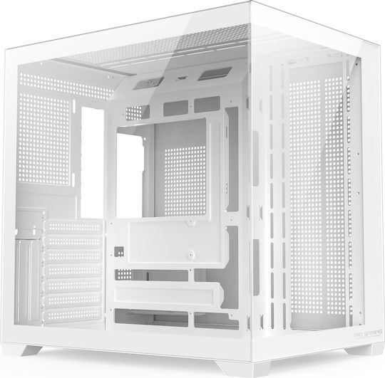 ProGaming Elite Cube Computergehäuse mit Seitenfenster und ARGB-Beleuchtung Weiß