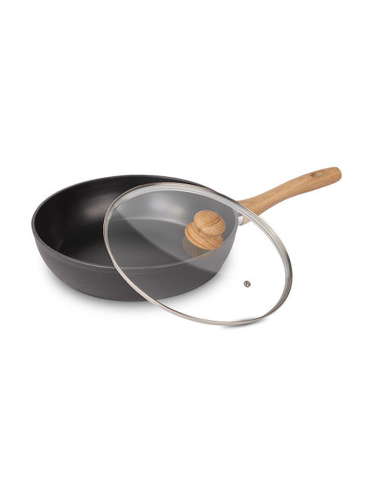 Lamart Natur Aluminum Pan with Lid with Non-Stick Interior Coating 28cm