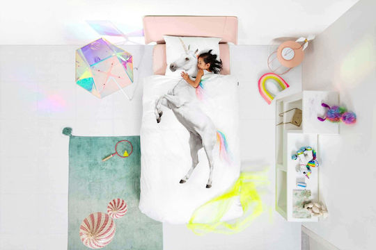 Snurk Set Kids Duvet Cover Single with Pillowcase White 140x200cm