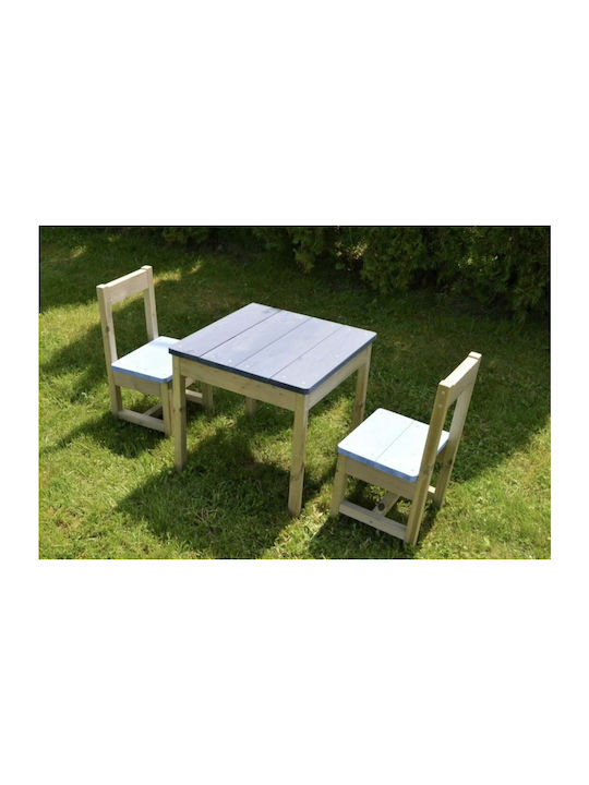 Kids Table and Chairs Set made of Wood Blue Wendi Toys