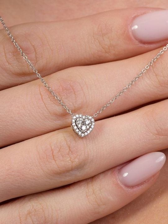 57emozioni Colier cu design Inima din Aur alb 18k cu Diamant