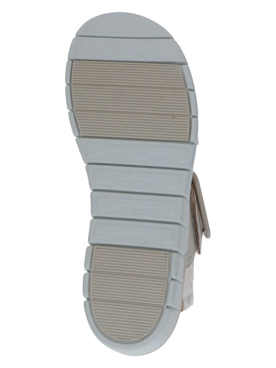 Leather Women's Flat Sandals Anatomic in Beige Color