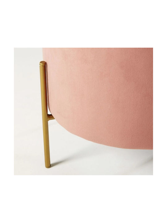 Stool For Living Room Upholstered with Fabric Round with Gold Base 40x40x38cm