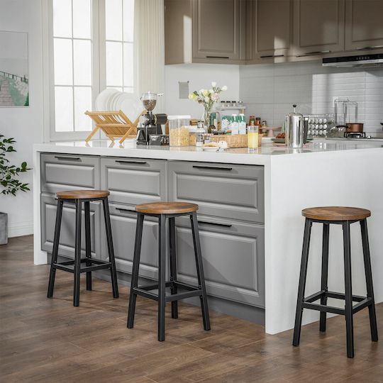 Stool Bar Metallic Brown With Black 2pcs 32x32x65cm