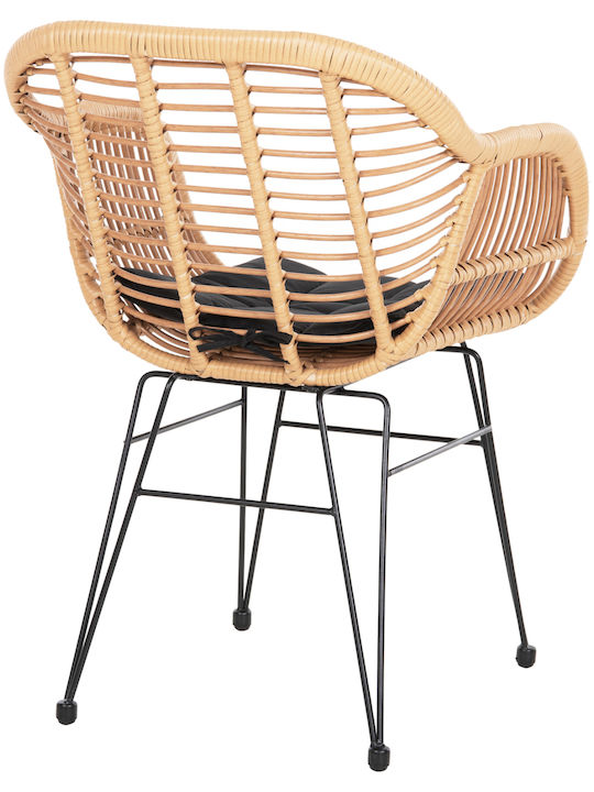 Πολυθρόνα Εξωτερικού Χώρου Rattan Allegra Μπέζ με Μαξιλάρι 58x59x82εκ.