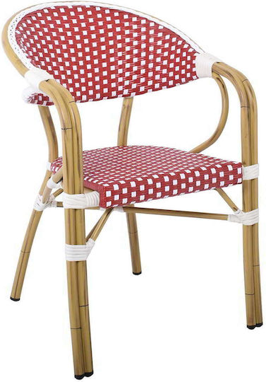Scaun De Exterior Din Aluminiu Vegera Alb / Roșu E258,4 57x59x84cm