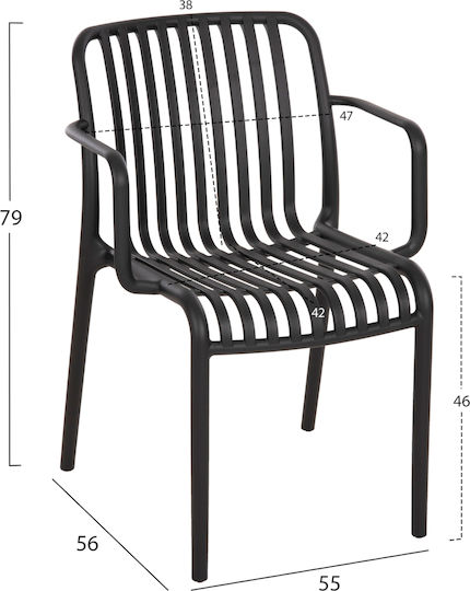 Scaun De Exterior Din Polipropilenă Convee Negru 55x52x79cm