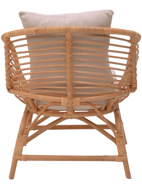 Πολυθρόνα Εξωτερικού Χώρου Rattan Caxen Φυσικό / Λευκό με Μαξιλάρι 72x63x75εκ.