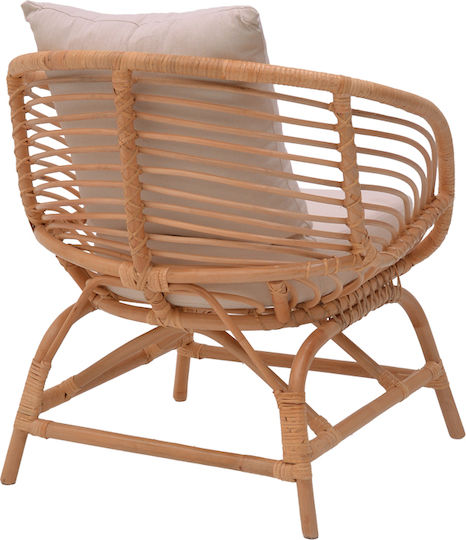 Outdoor-Sessel Rattan Caxen Natural / White mit Kissen 72x63x75εκ.