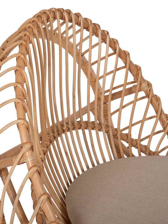 Πολυθρόνα Εξωτερικού Χώρου Rattan Entropy Φυσικό με Μαξιλάρι 80x97x85εκ.