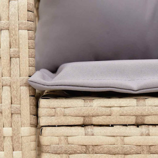 Κουνιστή Καρέκλα Rattan Μπέζ με Μαξιλάρι 50x60εκ.