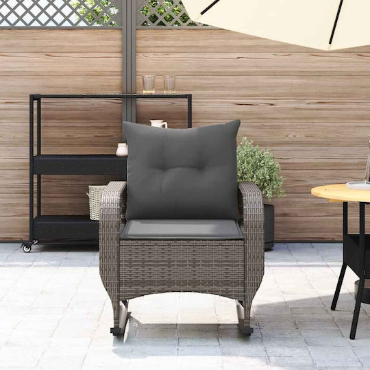 Κουνιστή Καρέκλα Rattan Γκρί με Μαξιλάρι 50x60x95εκ.