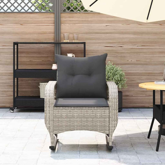 Rocking Chair Rattan Grey with Cushion 50x60x98cm