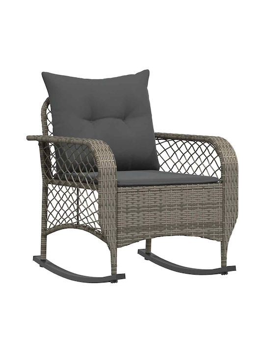 Κουνιστή Καρέκλα Rattan Γκρί με Μαξιλάρι 50x60x95εκ.