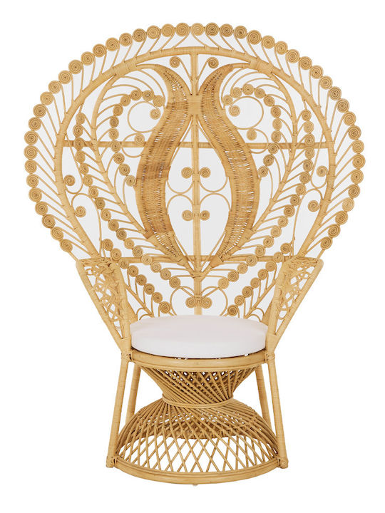 Fotoliu de exterior Rattan Emmaluelle Natural cu pernă 115x70x115cm