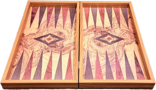 Manopoulos Olive Handmade Backgammon Olive Wood with Checkers 48x48cm