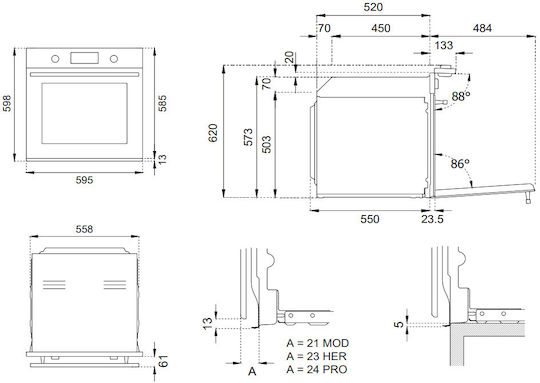 Bertazzoni Cuptor Deasupra Blatului 76lt L59.7cm.