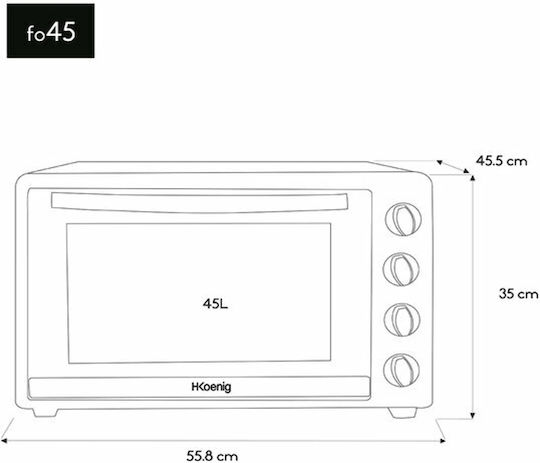 HKoenig Ηλεκτρικό Φουρνάκι 45lt Χωρίς Εστίες Μαύρο