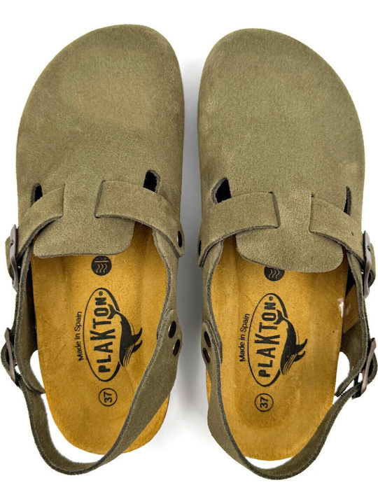 Afelpado Grueso Anatomical Leather Women's Slippers Green